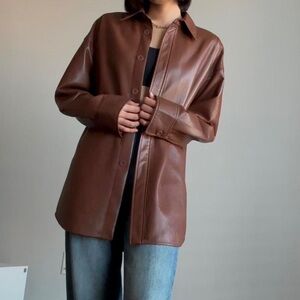 Wilfred Faux Brown Leather Jacket